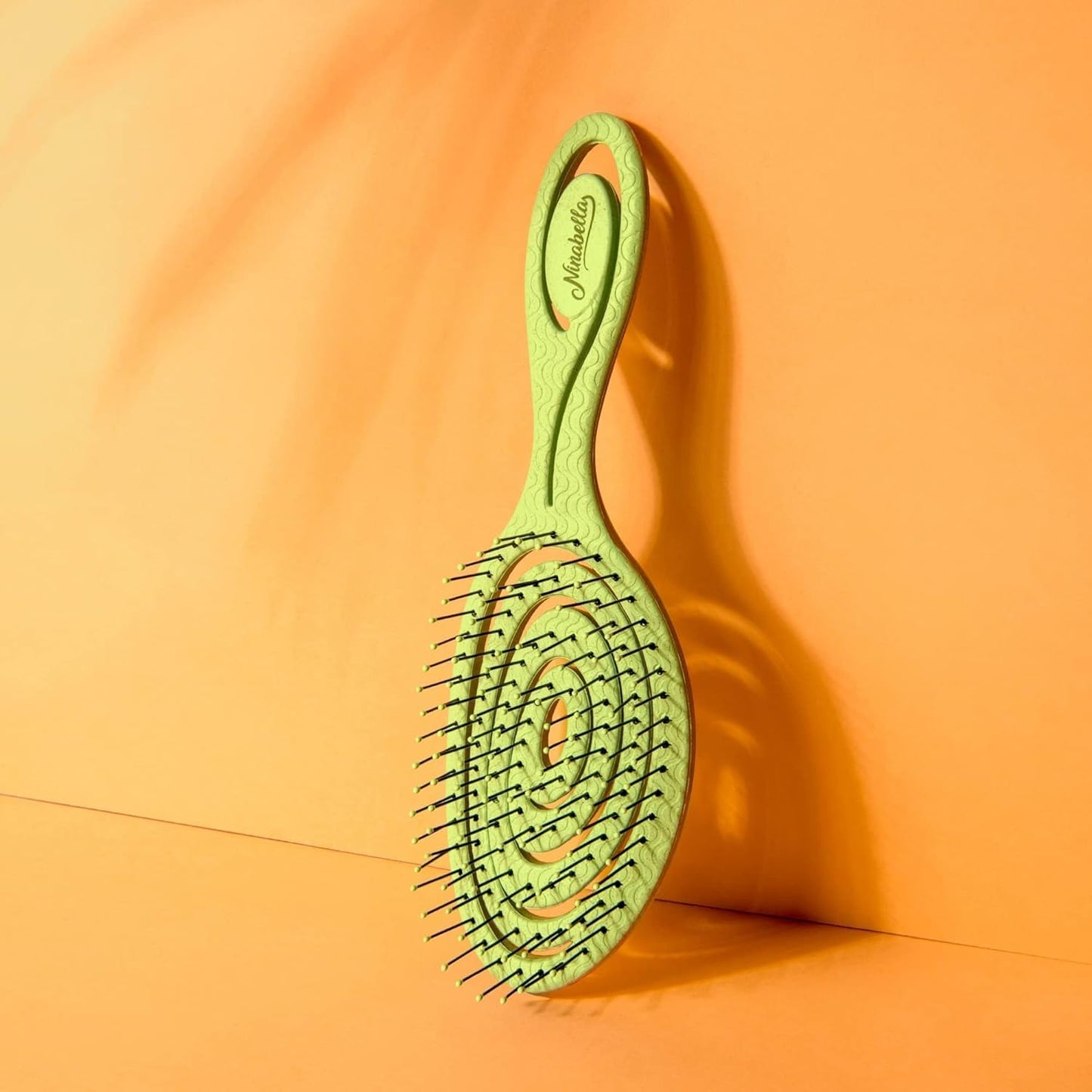 Ninabella Detangle Hair Brush for Women & Men - Does not Pull - Straightening Brushes for Straight & Curly Hair - Unique Spiral Detangling Hairbrush - Lime Green