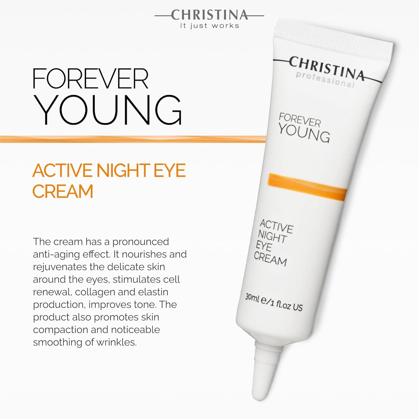 -CHRISTINA- Forever Young Active Eye Night Cream with Retinol | Avocado Oil Eye Cream | Rejuvenates, Moisturizes, and Nourishes the Skin 30ml