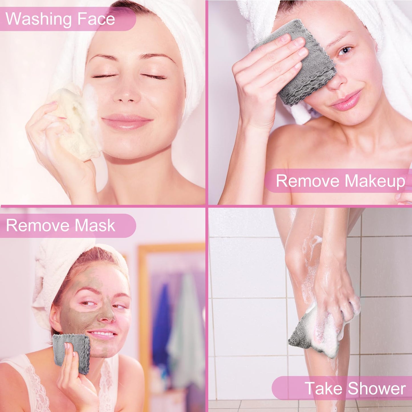 Syhood 12 Pieces Face Wash Cloth 12 x 12 in Makeup Remover Cloths Towel Coral Velvet Facial Microfiber Soft Fast Drying Facial Cleansing Towel for Face(Beige, Gray)