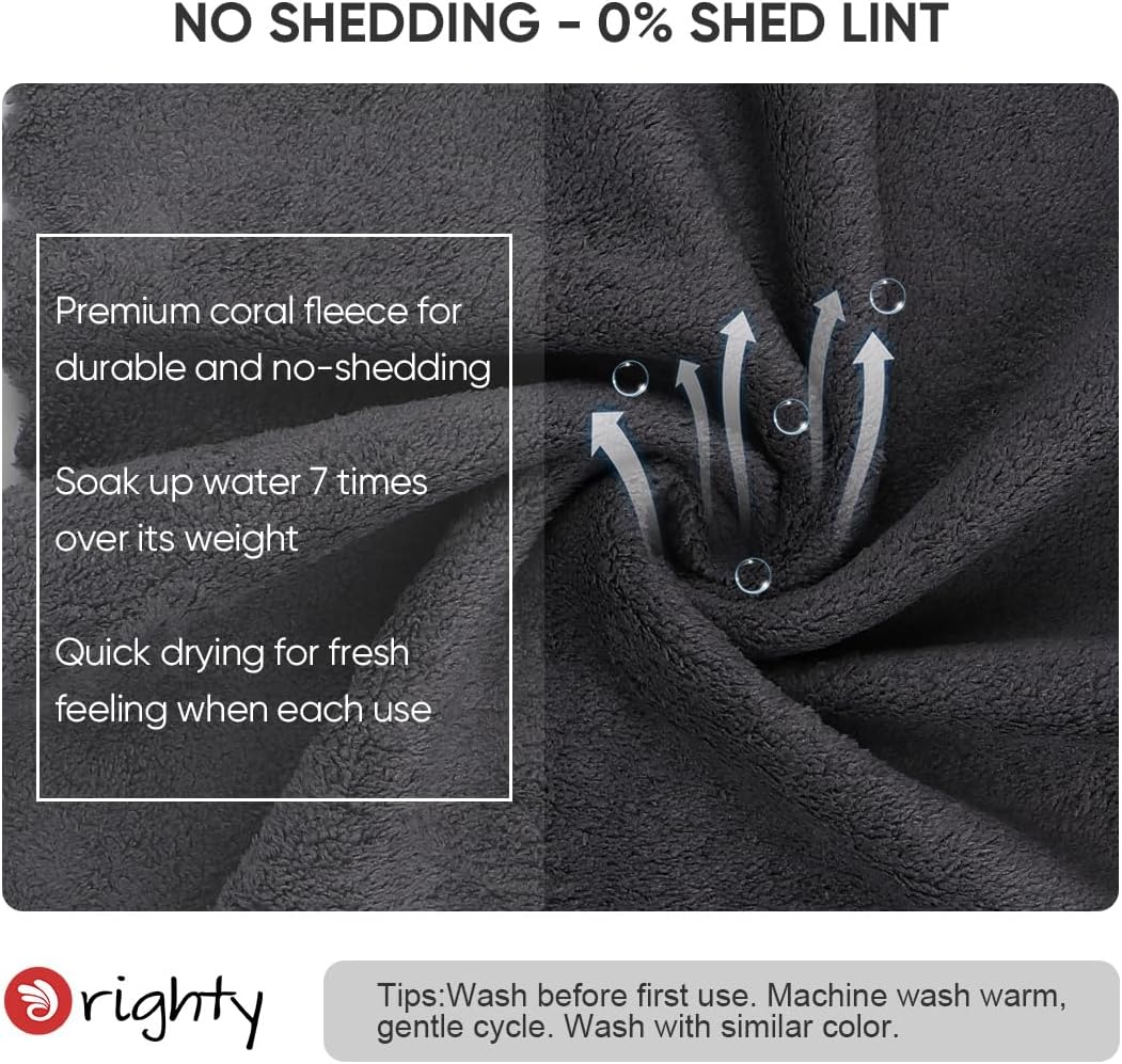 Orighty Washcloths 48 Pack, Ultra Soft Face Cloths 12 x 12 inch, Absorbent & Quick Drying Coral Velvet Washcloth Bulk, Multi-Purpose Face Cloth for Household, Cleansing and Sport (Grey)