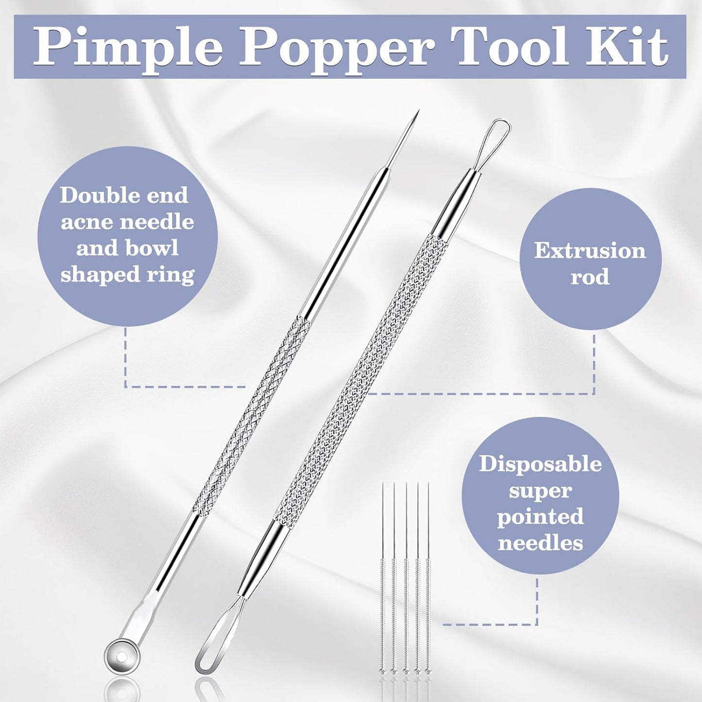 WSYUB Blackhead Tweezers,Ingrown Hair Tweezers,Pimple Popper Tool Kit,Acne Needle Tool, Blackhead Extractor,Eyebrows Facial Hair Razors