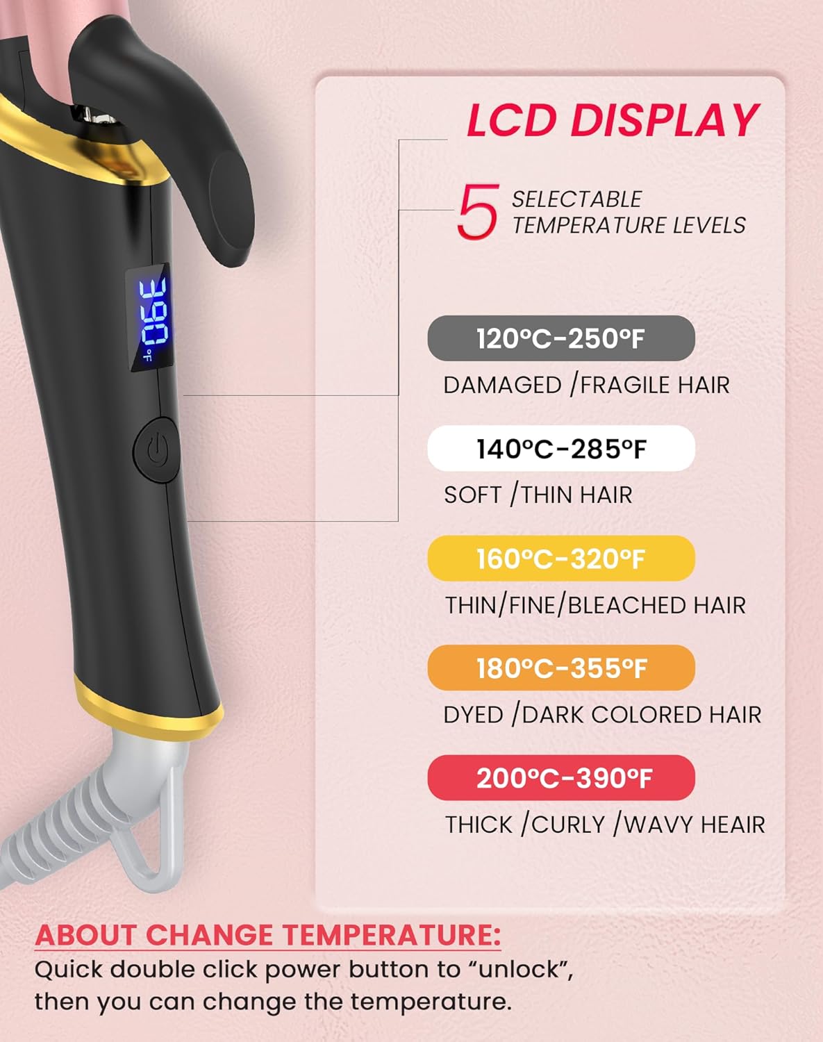 Ukliss Mini Curling Iron 1 Inch with Anti-Scald Tip, 30s Fast Heat, 5 Temp Settings & Dual Voltage for Travel, Creates Soft Waves & Curls on Short to Medium Hair, Includes EU/UK Adapter, Heat Mat