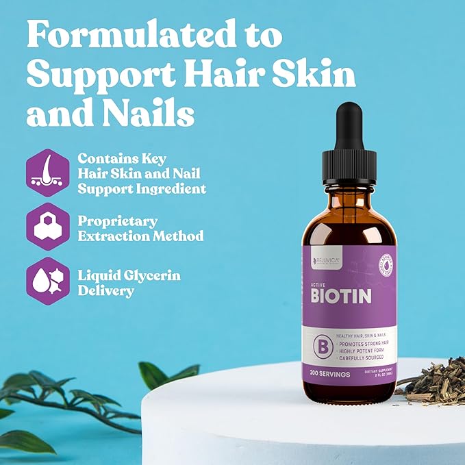 Rejuvica Health Healthy Essentials Biotin - Advanced Liquid Biotin Supplement - 5000mcg Support Hair Skin & Nails