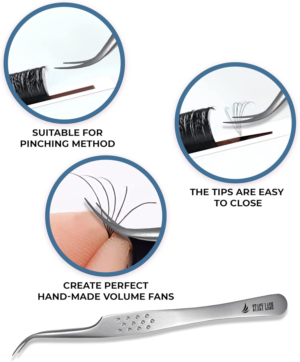 Stacy Lash STL-10 Curved Eyelash Extension Tweezers/Eyelashes Separator Tool/Supplies for Isolation Individual False Lashes & Classic Extensions/Precision Application Tools/Beauty Accessories