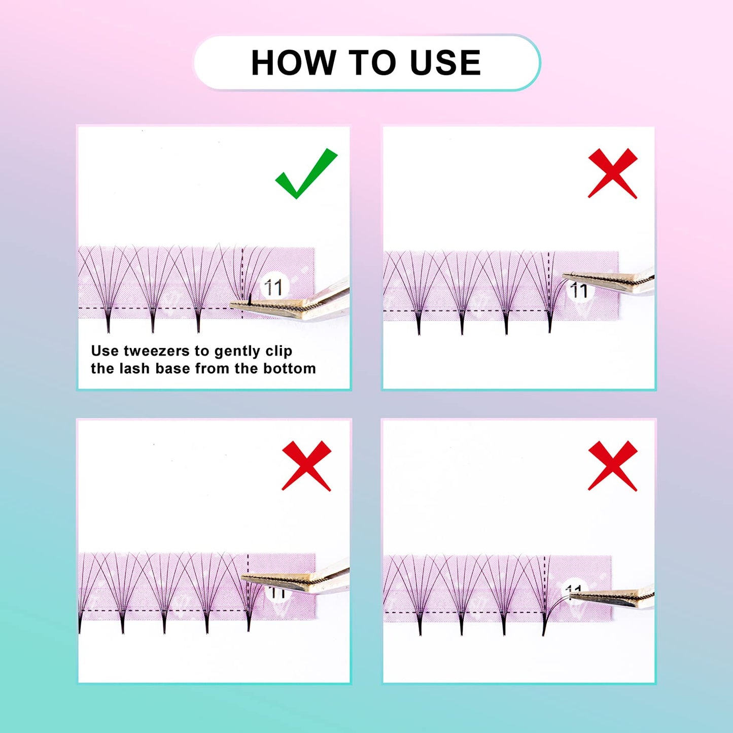 Eyelash Extensions 3D 4D 5D 6D 8D 9D 10D Thickness 0.07/0.1 C/D Curl Eyelashes Middle Stem & Long Stem Heat Bonded Premade Fans Russian Volume Lash Extensions Supplies (Middle Stem 6D-0.07-D-15mm)