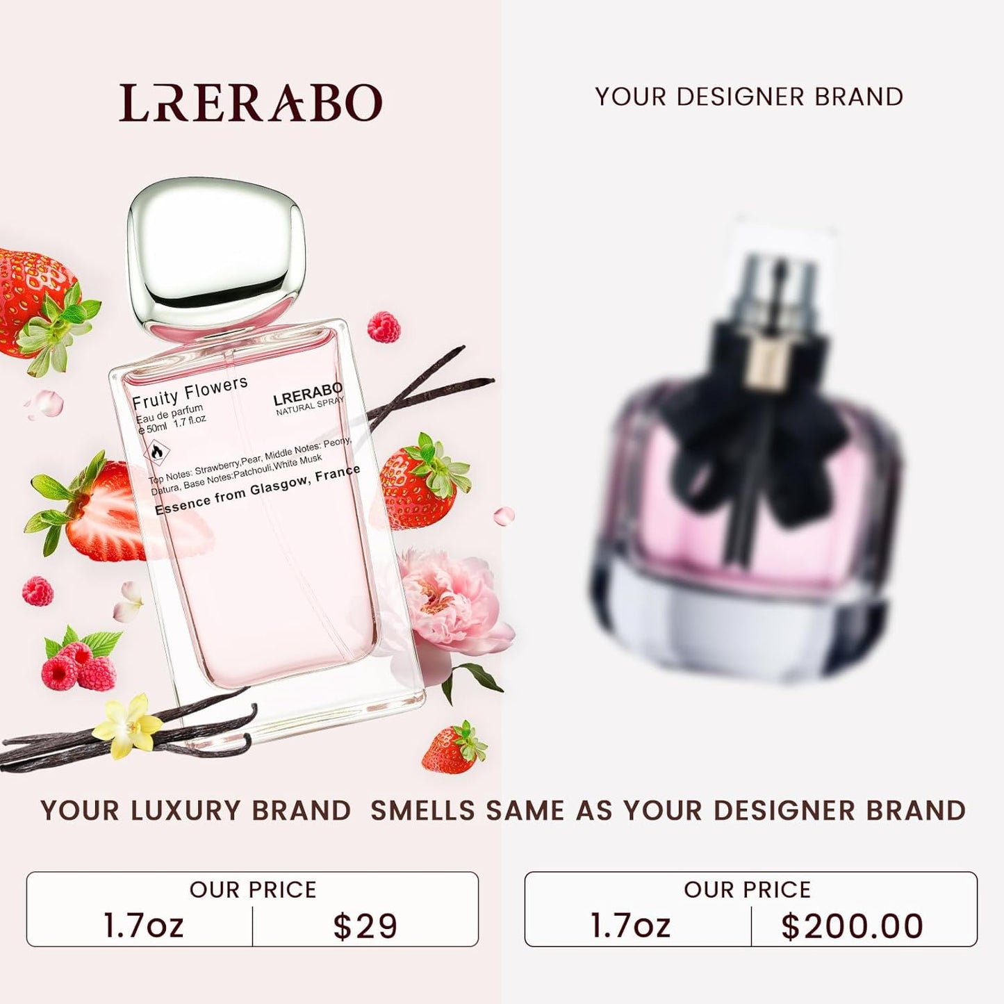 Strawberry Vanilla Eau de Parfum - Inspired by Y.'s Mon Paris Perfume For Women, With Bergamot, Raspberry, and Orange, Women Gifts - Fragrance Spray 50 ml | 1.7 oz