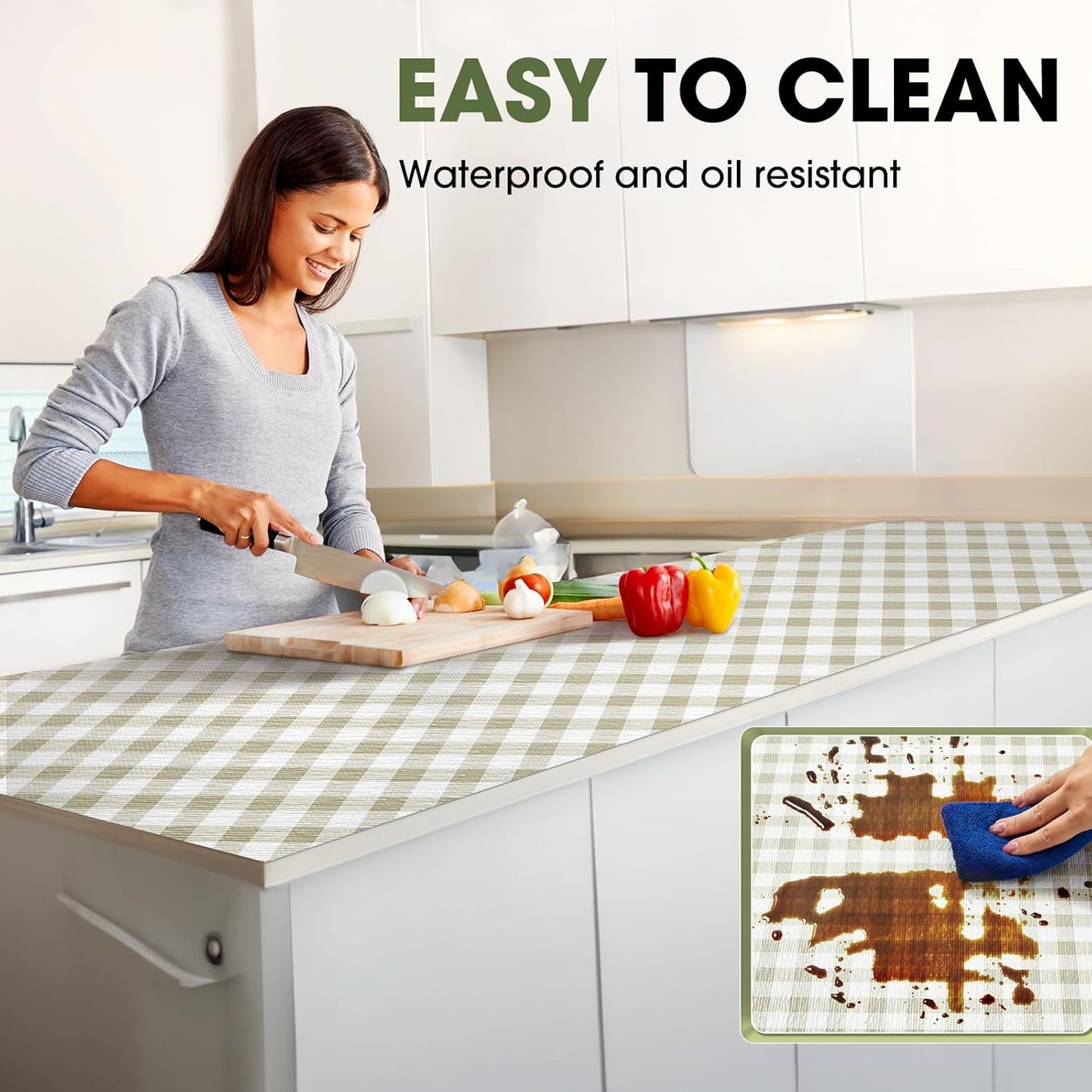 Beautysaid Shelf and Drawer Liner for Kitchen Cabinet, Non Adhesive Non Slip Shelf Paper Waterproof Washable Thickened for Dresser Pantry Shelve Bathroom Protector Liner(Checkered,23.6 in x 20 FT)