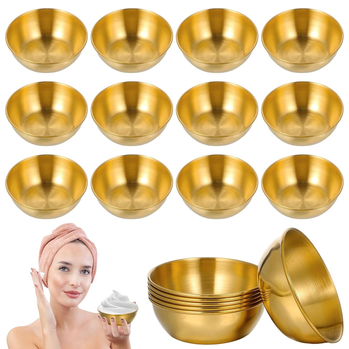 12 Pcs DIY Face Mask Mixing Bowl 3.23" Stainless Steel Esthetician Facial Mask Bowl Facial Bowls Small Mixing Bowls Esthetician Supplies for Lady Women Skincare Home Salon Cosmetic Beauty