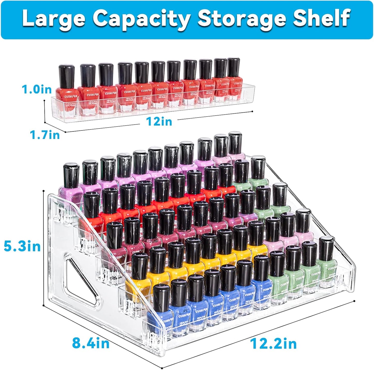 Pero Pero Nail Polish Organizer Acrylic Display Rack for Nail Polish Holder Sunglasses Organizer Essential Oils Holder Clear Eyeglasses Display Case Makeup Organizer