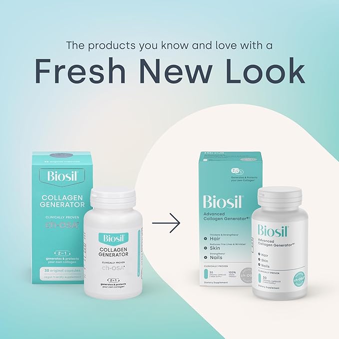 Biosil Collagen Generator - 30 Original Capsules - with Patented ch-OSA Complex - Generates & Protects Your Own Collagen - GMO Free - 15-Day Supply
