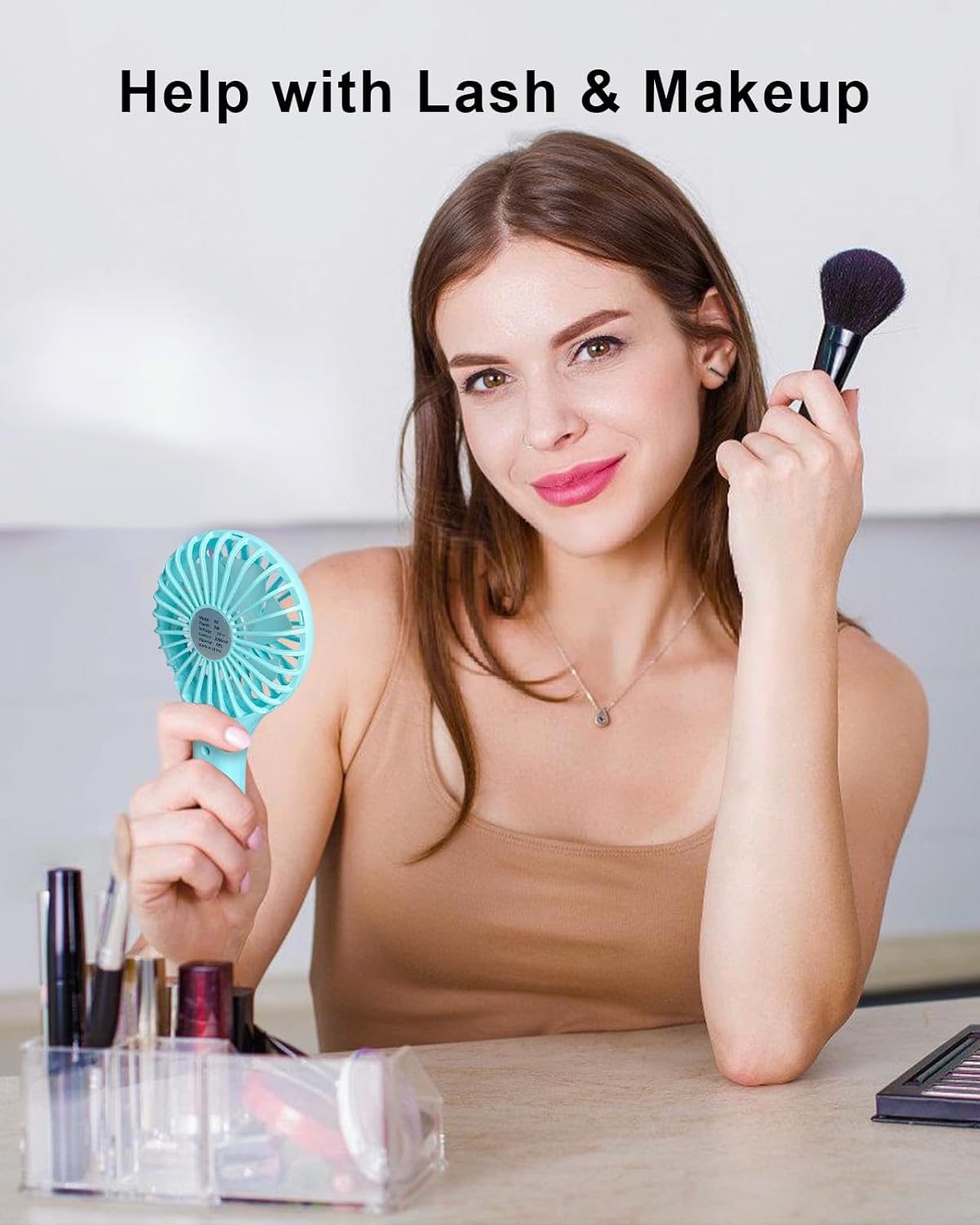 TriPole 2 Pack Handheld Mini Portable Fans Blue, Rechargeable Battery Operated Small Fan for Outdoor Travel Kids Trip, Cute Design Powerful Personal Lash Dryer for Makeup Eyelash Extensions