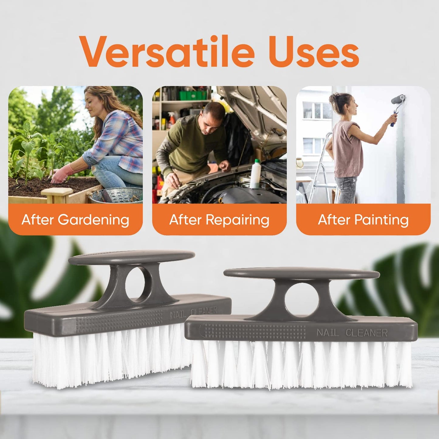 Superio Nail Brush for Cleaning Fingernails, Nail Scrubber Brush, Toe Foot Hands Fingernail Brush Cleaner- Small Scrub Brush- All-Purpose Stiff Cleaning Brush for Home, Kitchen, Work, (2, Blue/Black)