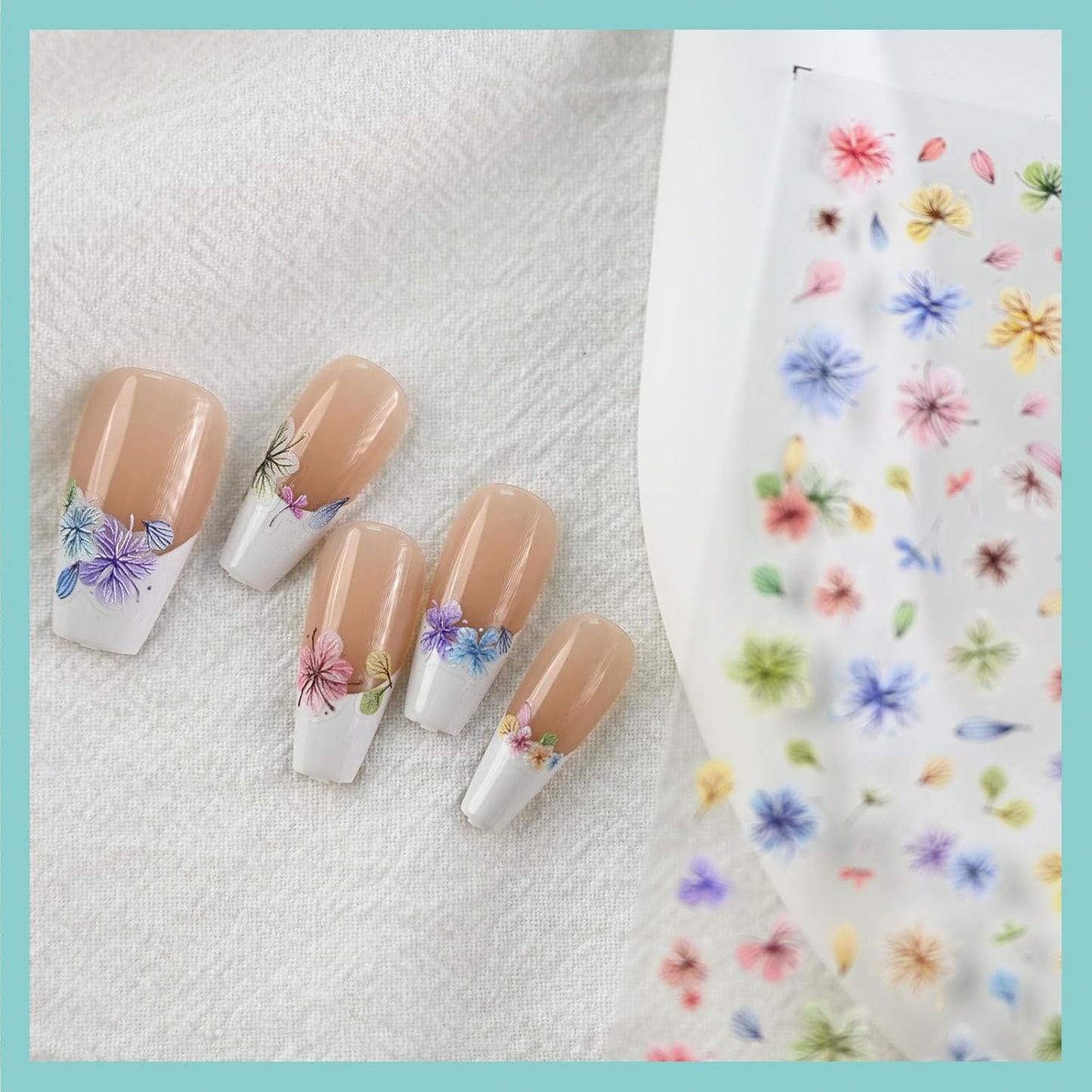 Floral Petal Nail Art Stickers, Embossed Flower Nail Decals, Self-Adhesive, Summer Spring Accessories for Women, Nail Decorations
