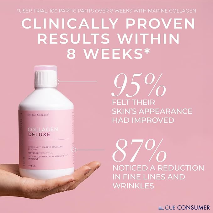 Collagen Deluxe 500ml x 3 I 8 Week Bundle I 12500 mg Marine Collagen (Type I & III) I Hyaluronic Acid, Biotin, Vitamin C I Sugar-Free - 8 Week Supply