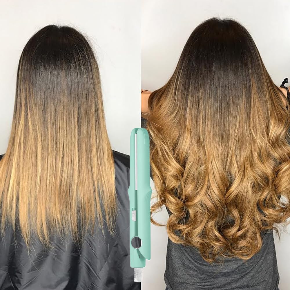 Upgrade 2-in-1 Curling Wand and Flat Iron, 2025 Upgrade Mini Dual Purpose Curling Iron, Portable Hair Straightener Travel Curling Wand for Women Short and Long Hairs, All Hair Types (Light Purple)