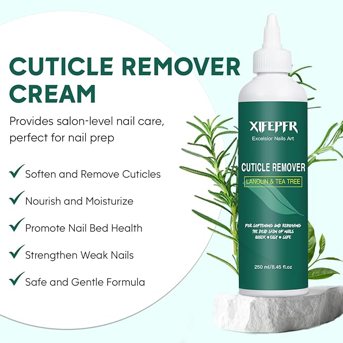 Cuticle Remover, 8.45 FL OZ Cuticle Softener, Instant Cuticle Remover Liquid, Salon Quality Cuticle Cream Professional Nail Care, Removes Cuticles in Seconds, Rosemary Scent, Gifts for Women