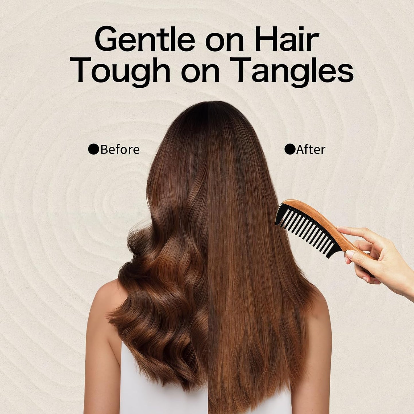 Onedor Buffalo Horn Handmade 100% Natural Green Sandalwood Hair Comb - Anti-Static Sandalwood Scent Natural Hair Detangler Wooden Comb (Wide Tooth)