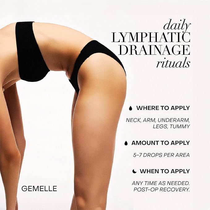 GEMELLE Lymphatic Massage Oil | 6X Award Winner | Detox Rituals, Beauty, Puffiness & Swelling | Arnica & Honeybush | Paraben-Free, Luxury Natural Skin Care15ml