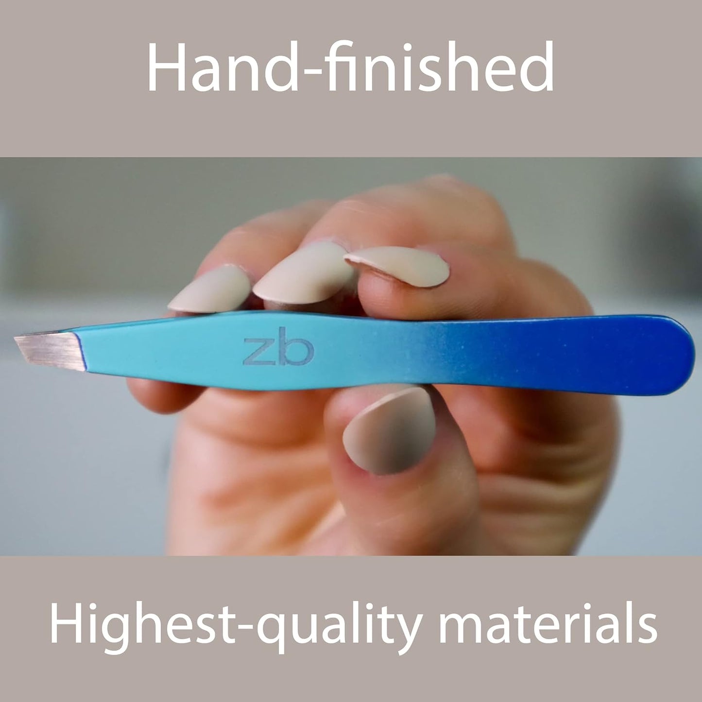 Zizzili Basics Tweezers - Limited Edition Aqua Ombré Slant Tweezer - Best Tweezers for Eyebrow, Hair Removal and Your Precision Needs