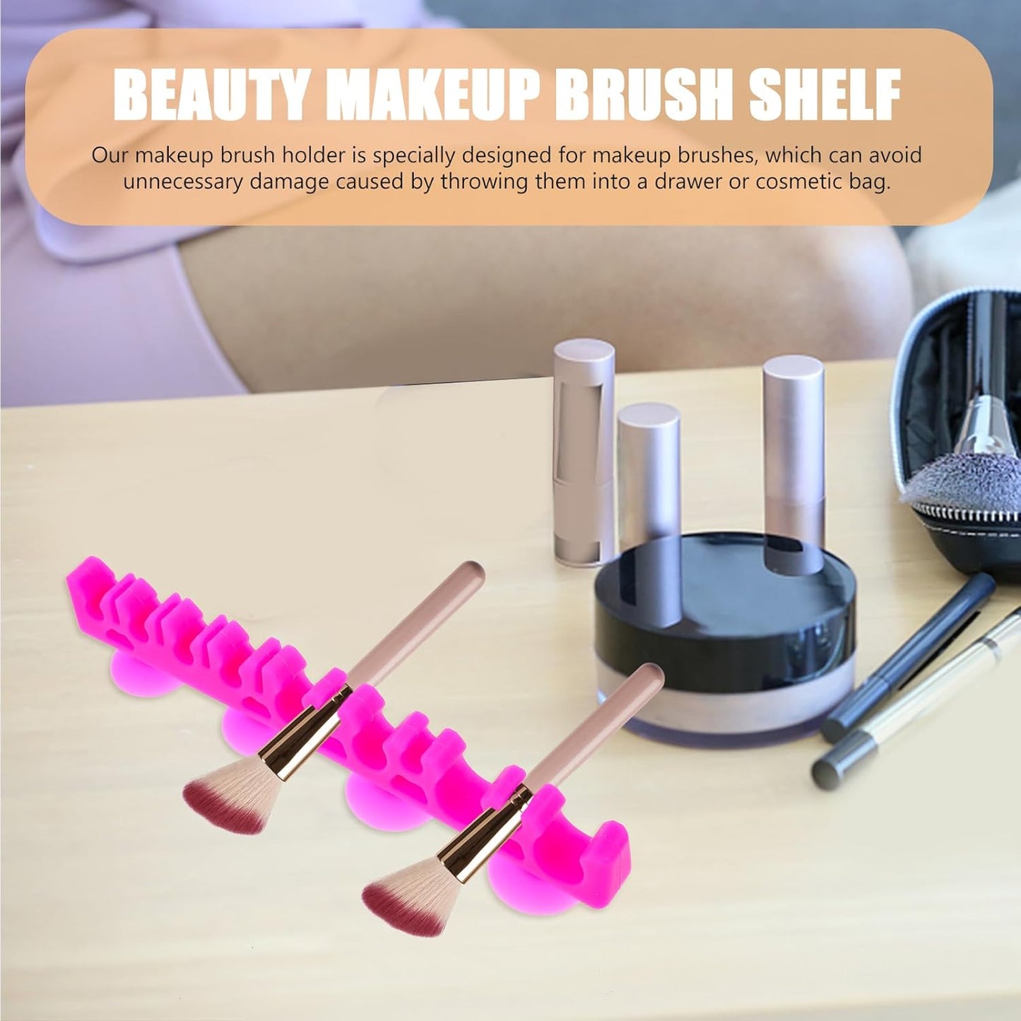 1Pcs Silicone Make up Brush Holder Cosmetic Brush Drying Rack Silicone Makeup Brush Storage Rack Bursh Display Stand with Suction Cup for Bursh and Pen
