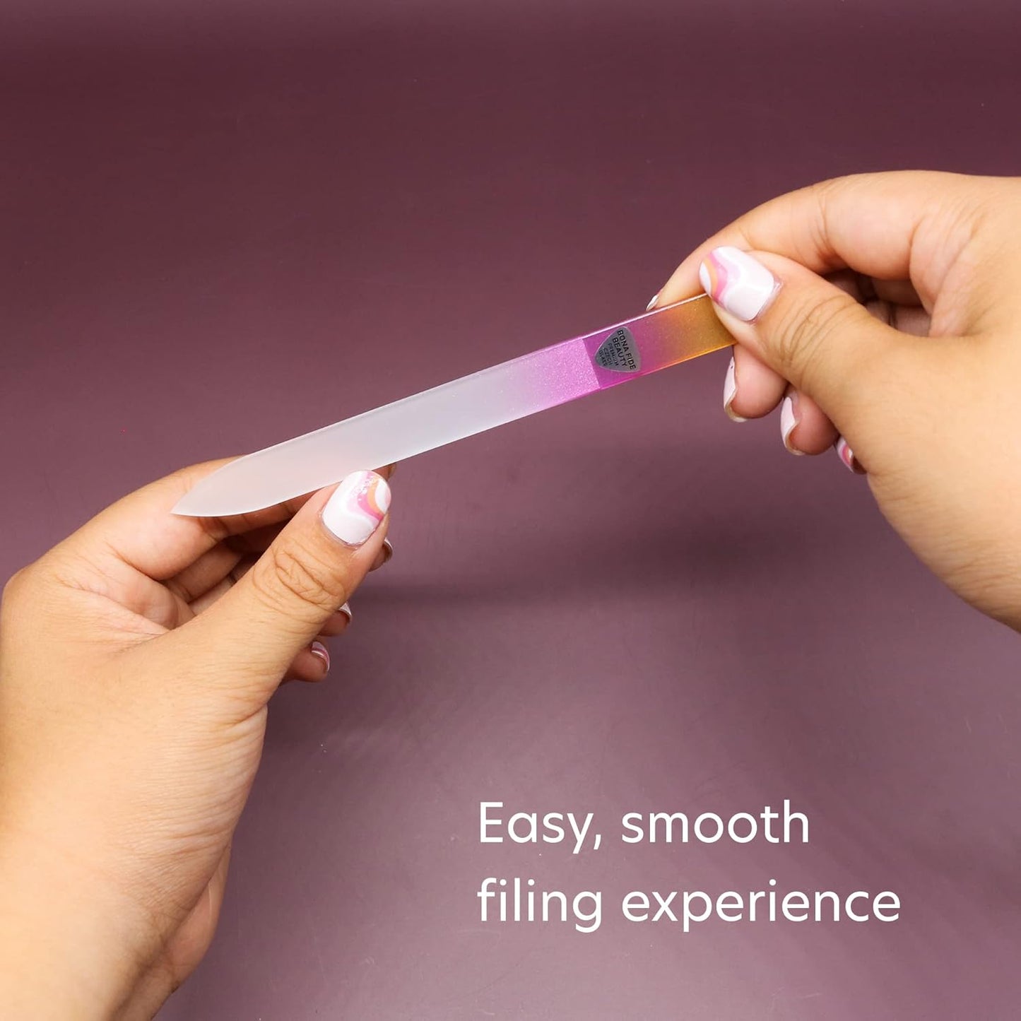 Bona Fide Beauty Czech Glass File Set - 5 Piece Crystal Nail Files (Multicolor). Reusable Bulk Nail Files from The EU.