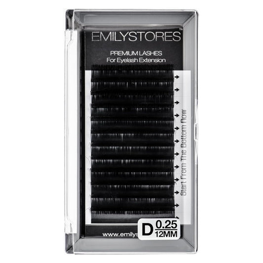 Eyelash Extensions 0.25mm Thickness D Curl Natural-Looking Individual Volume Eyelashes For Lash Extensions (12MM)