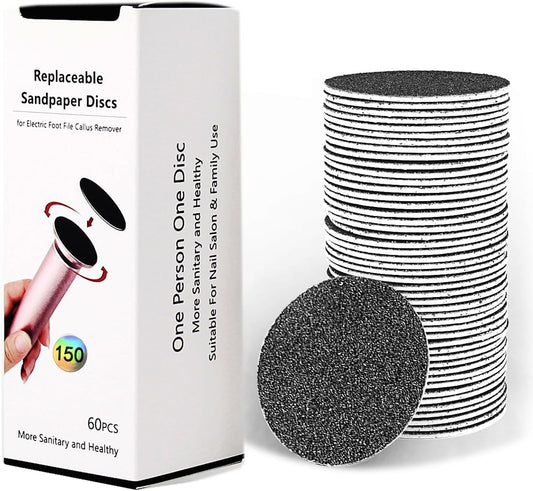 60PCS Replaceable Sandpaper Discs 150 Grit Sandpaper Refill Pad Disks for Electric Foot File Callus Remover (150 Grit)