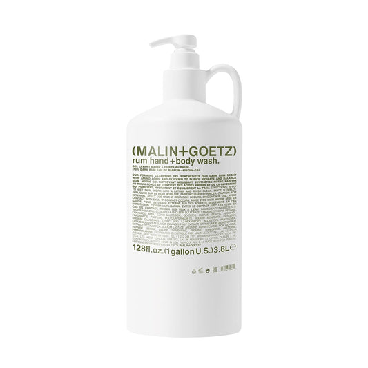 MALIN+GOETZ Hand + Body Wash | Gentle Foaming Cleanser with Botanical Extracts and Amino Acids | Hydrating, pH-Balanced, Unisex Scent | Vegan & Cruelty-Free (Rum, 128 Fl Oz)