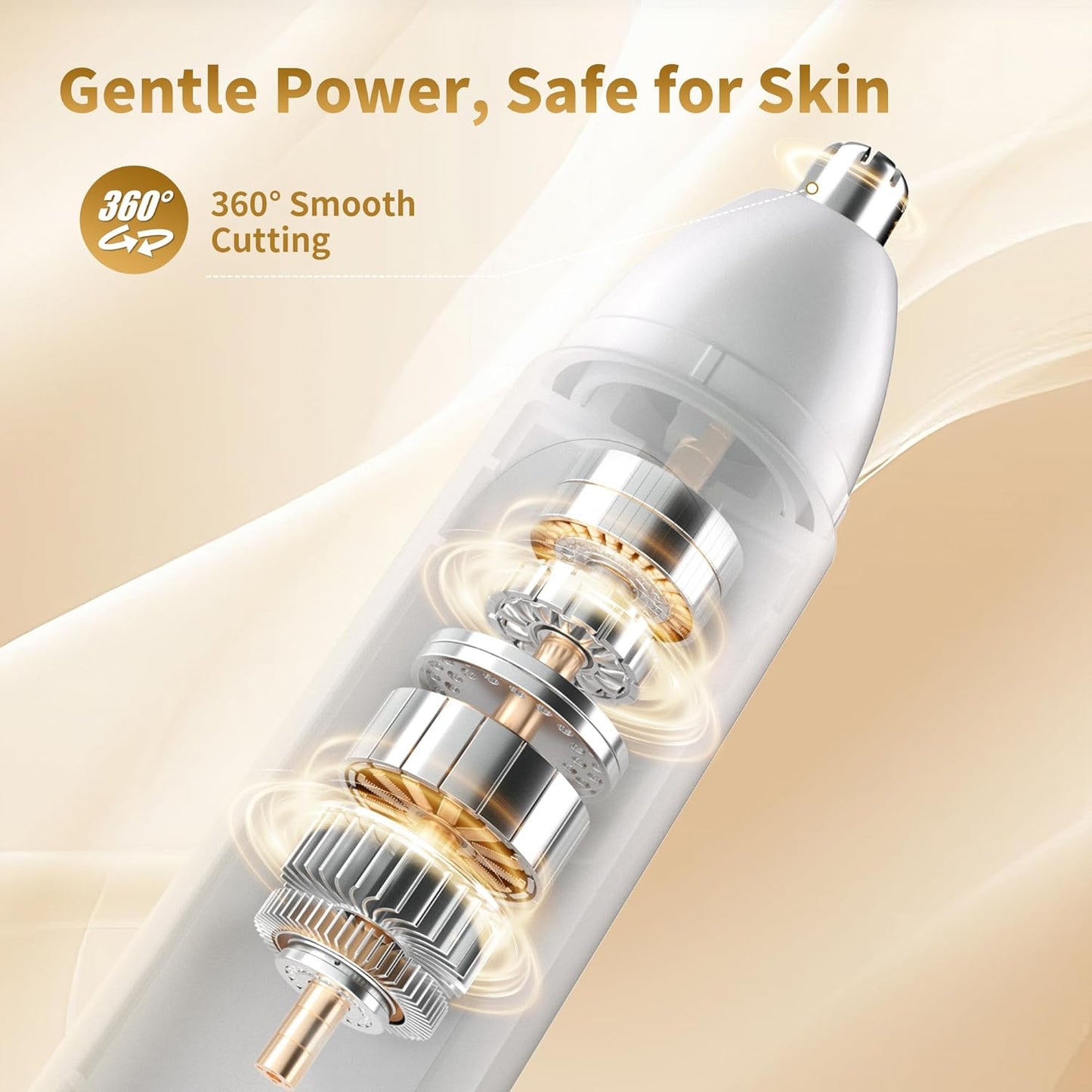 Nose Hair Trimmer for Women, 2025 Professional Painless USB Rechargeable Eyebrow Trimmer, Ear and Nose Hair Trimmer for Men Women, Facial Hair Remover with Powerful Motor, White