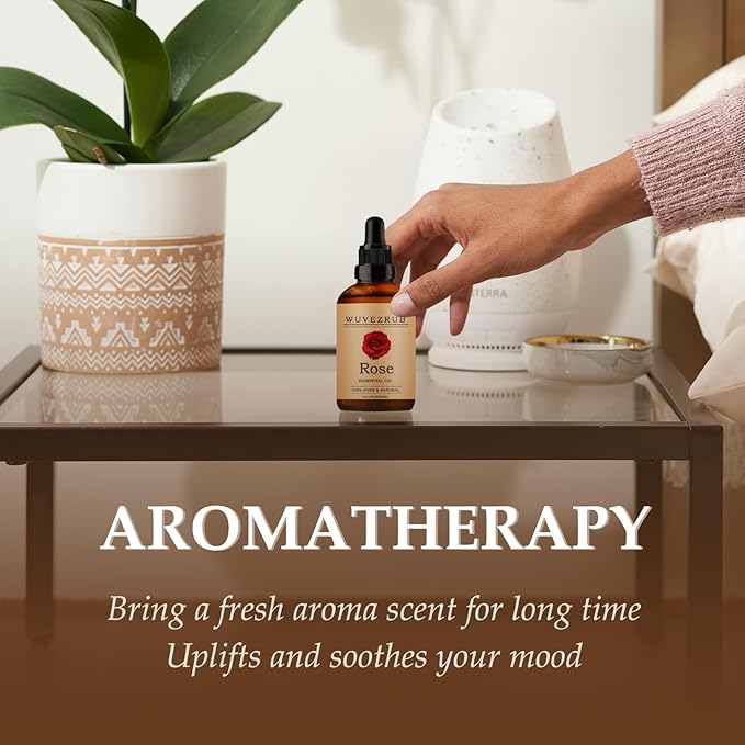 Rose Essential Oils 60ML, Pure Rose Essential Oil for Aromatherapy Diffuser - 2 Fl Oz