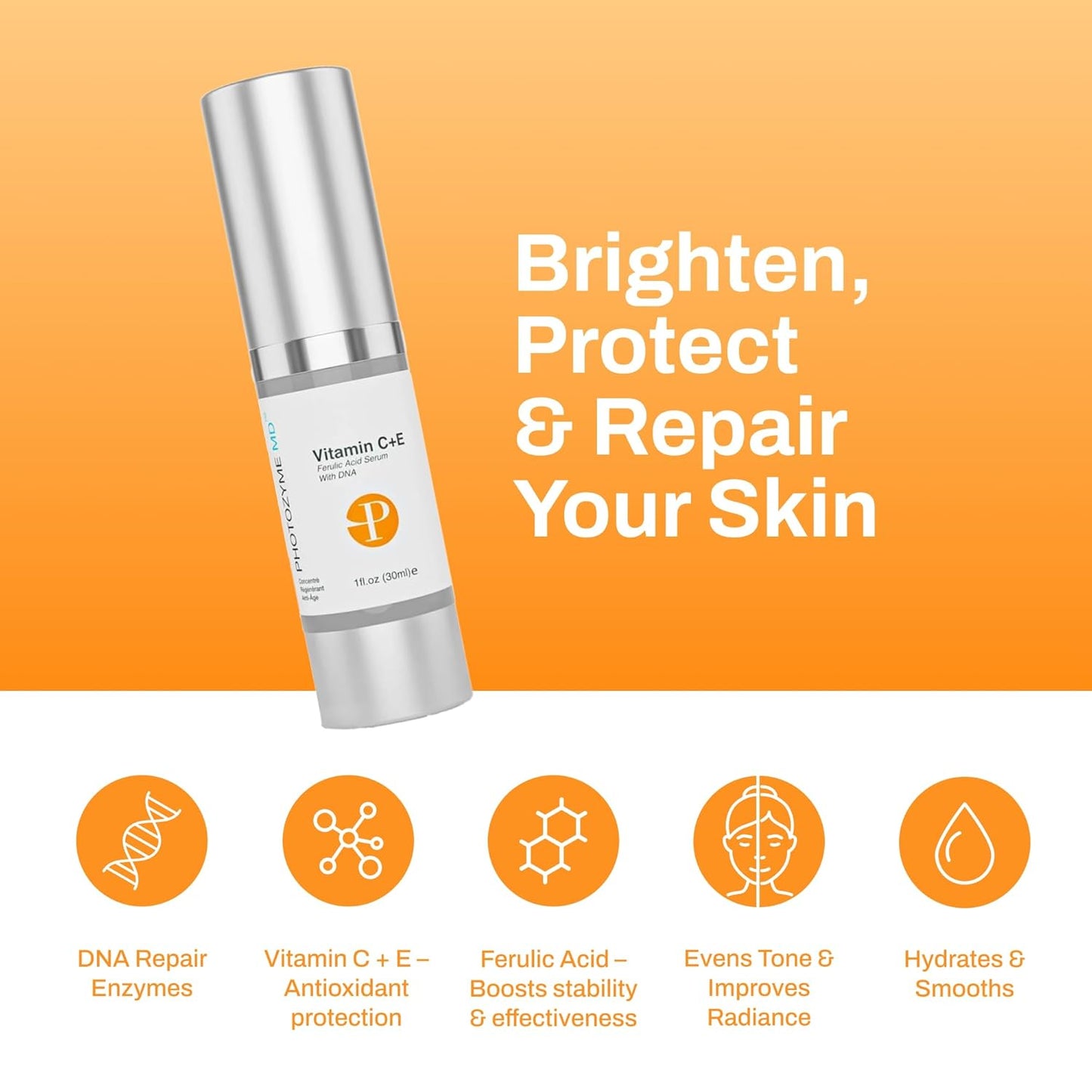 Photozyme Anti Aging Vitamin C + E Ferulic Acid Face Skincare Lotion, 1 fl. oz/30 ml