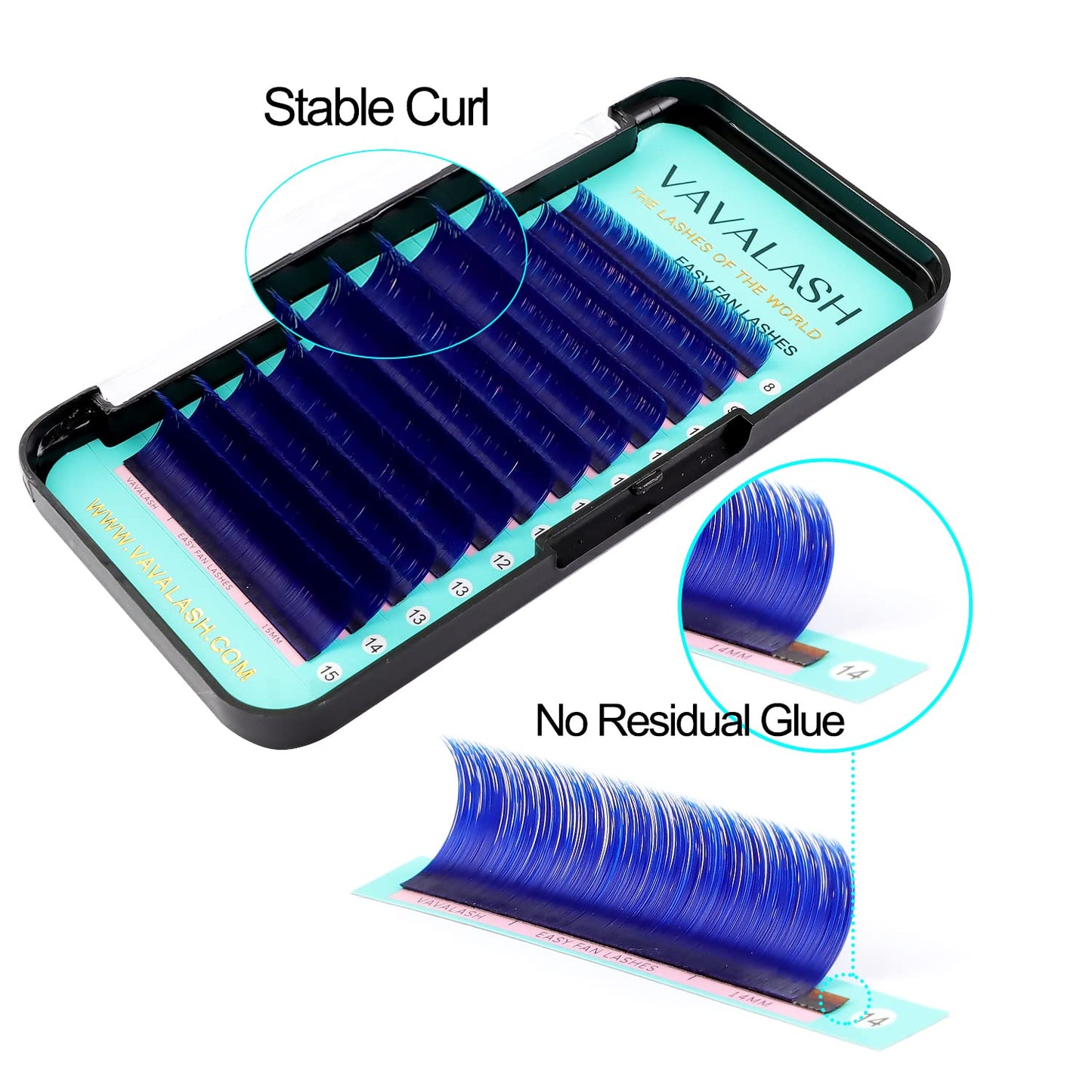 VAVALASH Colored Easy Fan Eyelash Extensions 0.07 CC Curl 13-20mm Mixed Lash Tray Blue Self Fanning Lashes Colorful Volume lash extensions（Blue,0.07-CC-13-20mm）