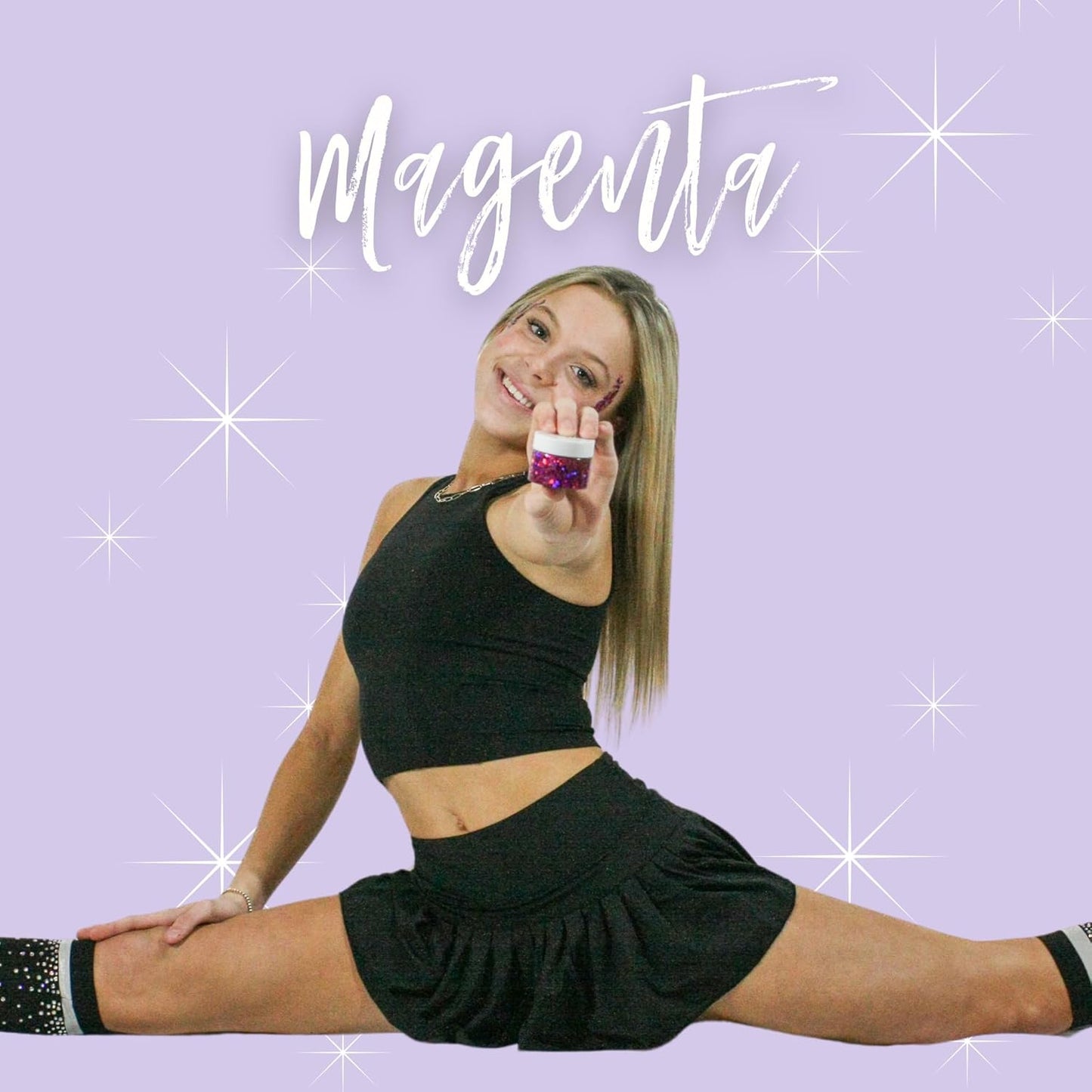 Stunt Trainer Cheer Glitter Face Body Makeup Peel Off Gel Chunky Holographic 15 Colors 1.6oz Vegan Cruelty Free Nontoxic Cheerleader Cheerleading Makeup