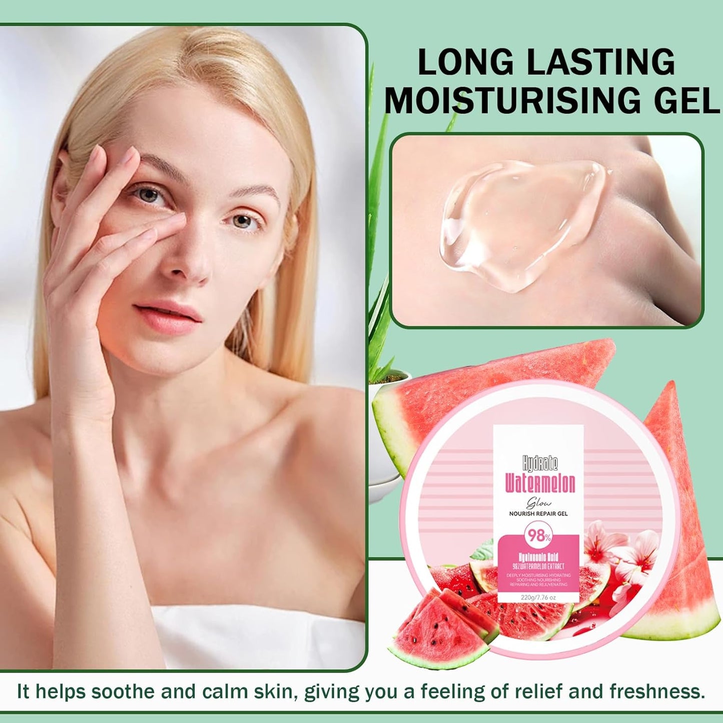 Moisturizing Gel for Face & Body,Non-sticky Gel After Sun Aloe Lotion Skin Care,Fast Absorbing Long Lasting Refreshing Hydrating Face Moisturizer for All Skin Types I