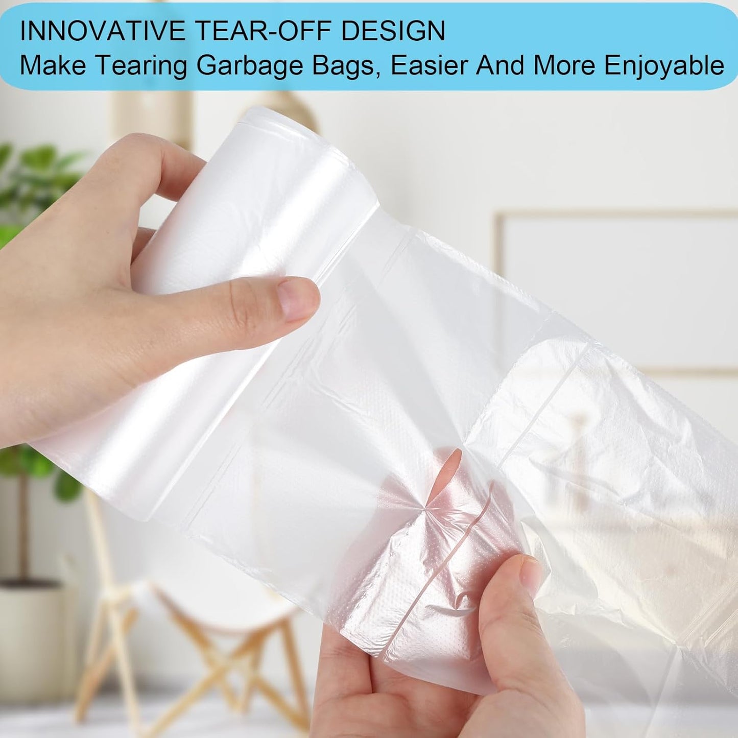 2 Gallon Small Trash Bags, Clear, 150 Counts/ 3 Rolls