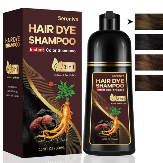 3-in-1 Hair Dye Shampoo Light Brown, Natural Hair Color Shampoo for Gray Hair, Hair Instant Dye Shampoo for Women & Men, Long-Lasting Shampoo Hair Dye Colors Hair in Minutes, Champu Para Canas, 500 Ml