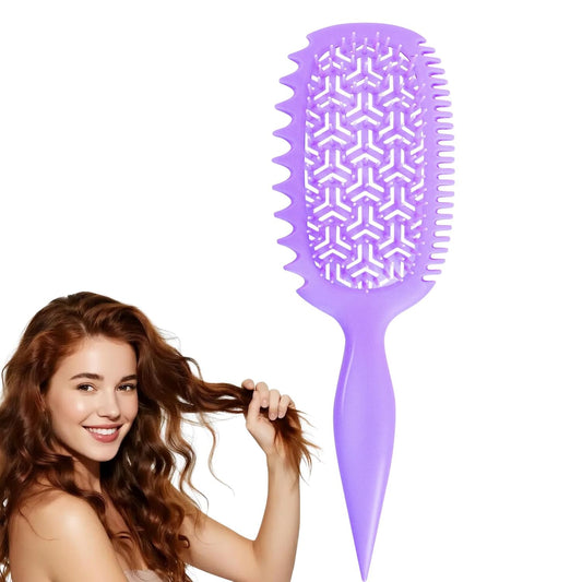 Detangler Hair Brush for Wet and Dry Hair, curl defining brush,curl brush for curly hair wet for Shower & Travel - Purple