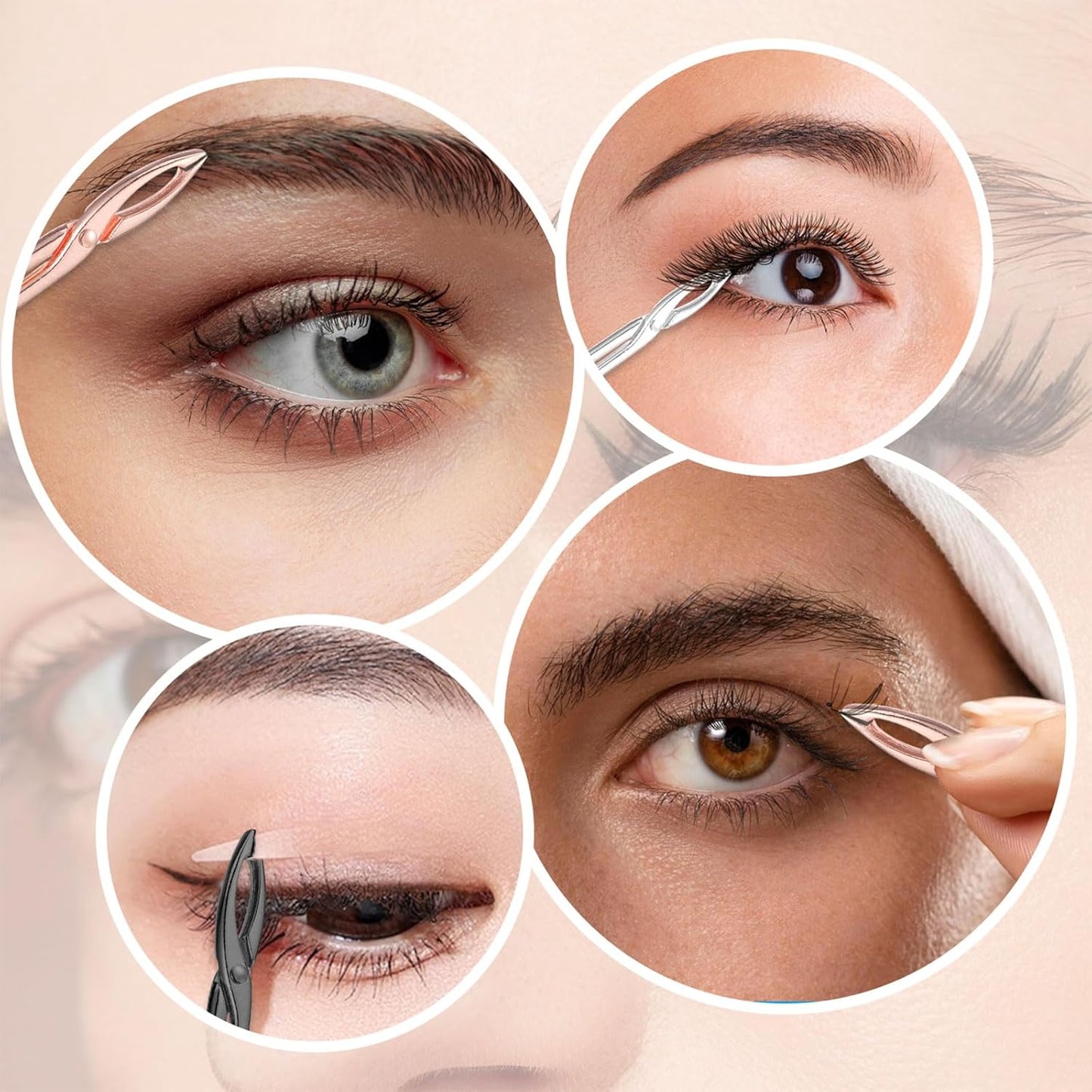 Tweezers Scissor Handle, Straight Tip Eyebrows Tweezers Scissors Shaped Hair Plucker Portable Beauty Tool for Facial Hair Remover Eyebrows Care (Black/Silver/Rose Gold,3 Pcs)