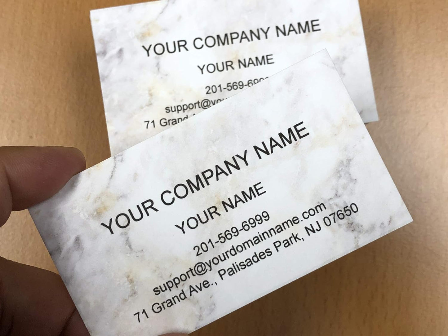 Custom Premium Business Cards 100 pcs Full color - Printed on 16pt(350gsm) or14pt (308gsm) Classic matte paper, Made in The USA (Marble Plain)