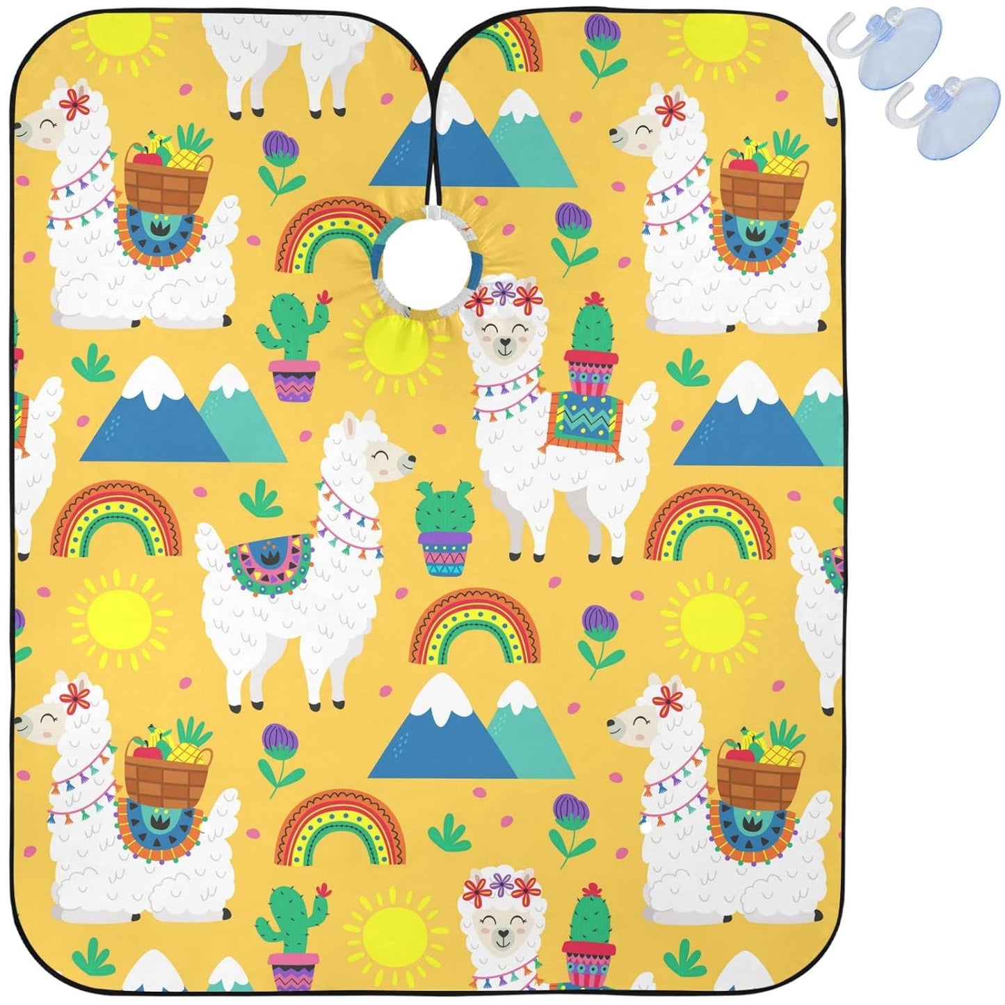 visesunny Barber Cape Funny Llama Cactus Polyester Hair Cutting Salon Cape Apron Anti-Static Haircut Water-Resistant Shaving Cloth Beard Shaving Bib Hairdressing Cape