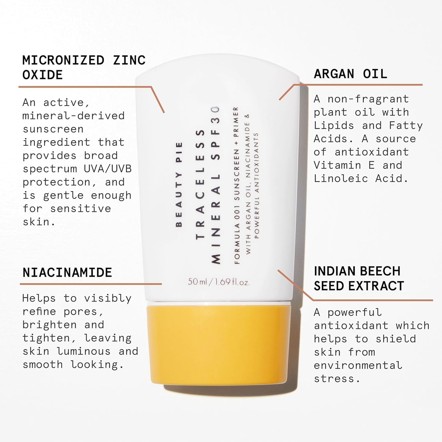 Beauty Pie Traceless Mineral Sunscreen + Primer SPF 30, 1.69 fl oz (50 ml) – Invisible Mineral Protection with Niacinamide, Argan Oil & Antioxidants