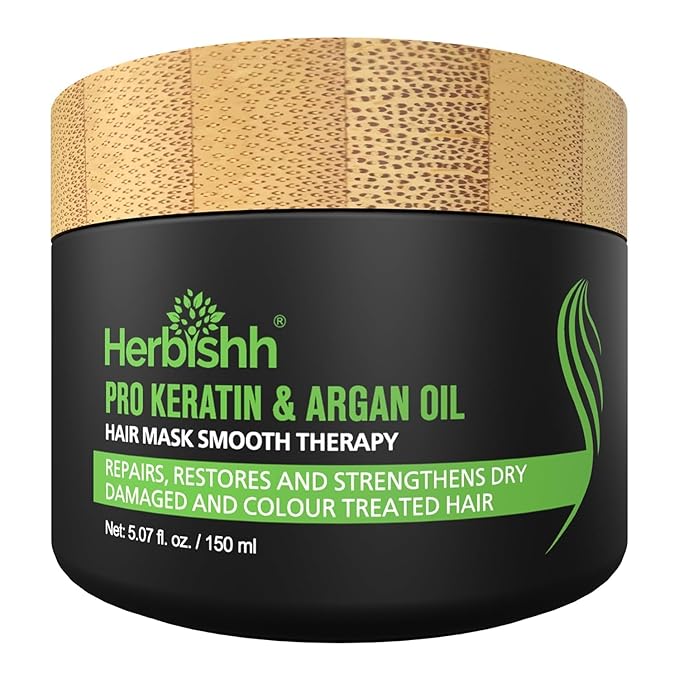 Herbishh H2 Combo (Condition + Hair Growth) Pro Keratin Hair Mask 150 gm and Essential Flower Hair Oil 60ml for Men & Women | Combo for Dry & Weak Hair