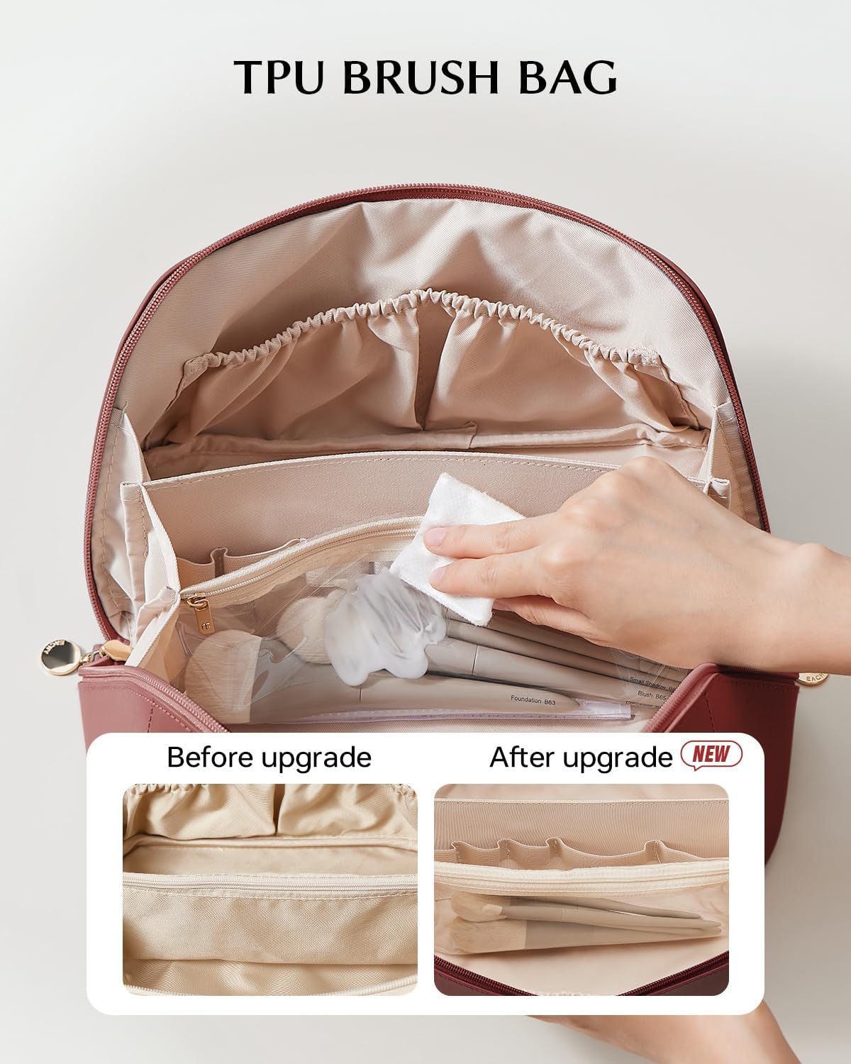 EACHY Travel Makeup Bag,Large Capacity Cosmetic Bags for Women,Waterproof Portable Pouch Open Flat Toiletry Bag Pattern Makeup Bag