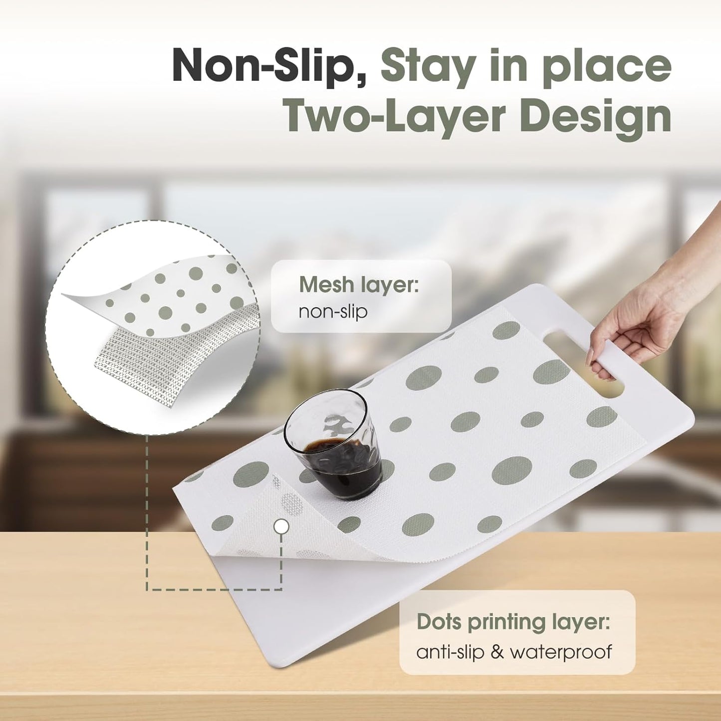 Beautysaid Shelf and Drawer Liner for Kitchen Cabinet, Non Adhesive Non Slip Shelf Paper Waterproof Washable Thickened for Dresser Pantry Shelve Bathroom Protector Liner(Polka Dot,23.6 in x 20 FT)