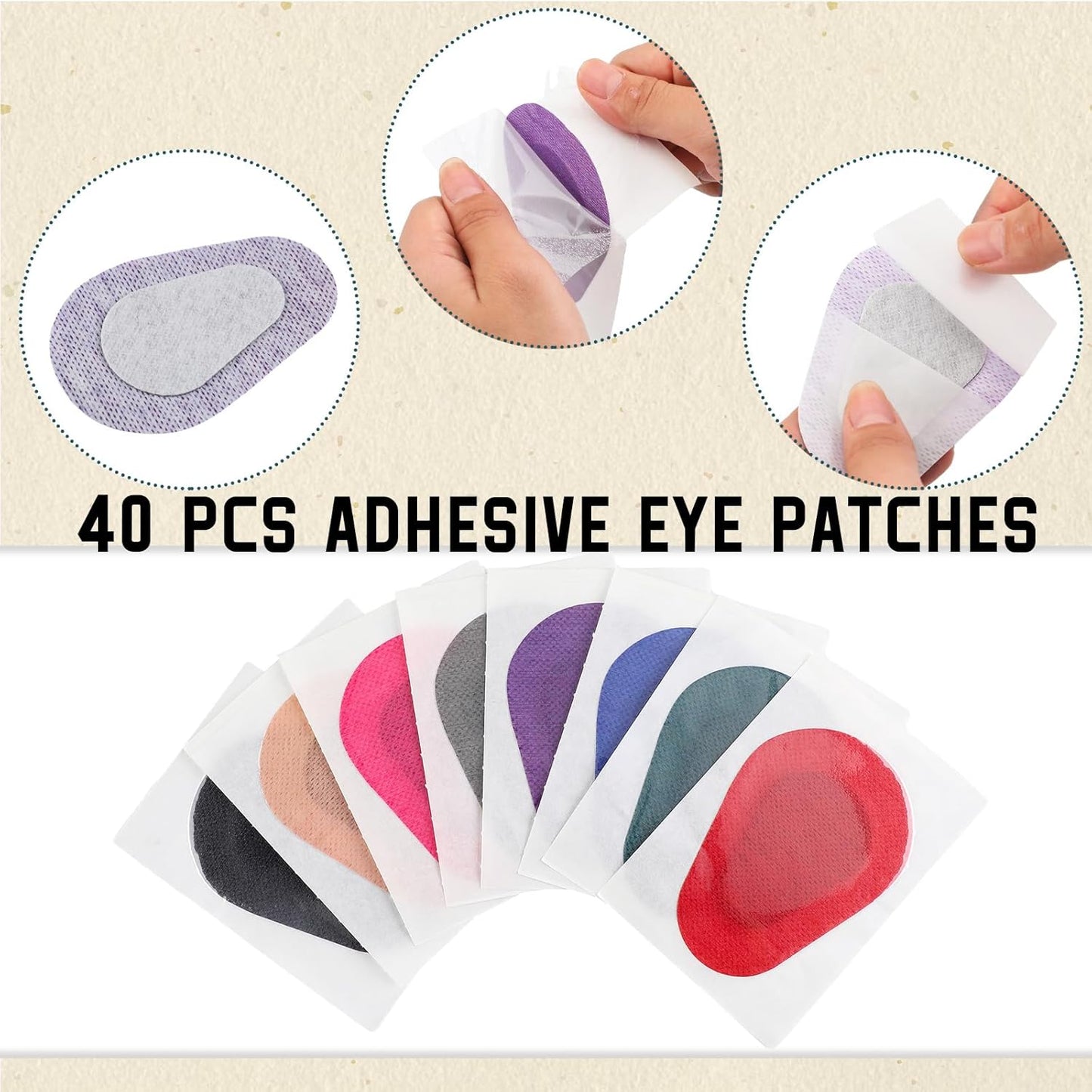 Panitay 40 Pcs Adhesive Eye Patches for Adults Disposable Breathable Medical Eye Patch for Amblyopia Lazy Latex Free Adhesive Bandages for Men(3.3 x 2.3 Inch,Multicolor)