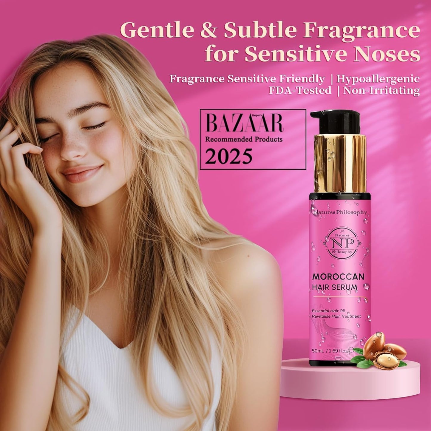 NP NATURES PHILOSOPHY Moroccan Argan Oil & Eyelash Growth Serum Set, Peptide-Infused Lash Serum Prostaglandin-Free, Deep Nourishment Anti-Frizz Shine Hair Product, Aussie Hair Care for All Hair Types