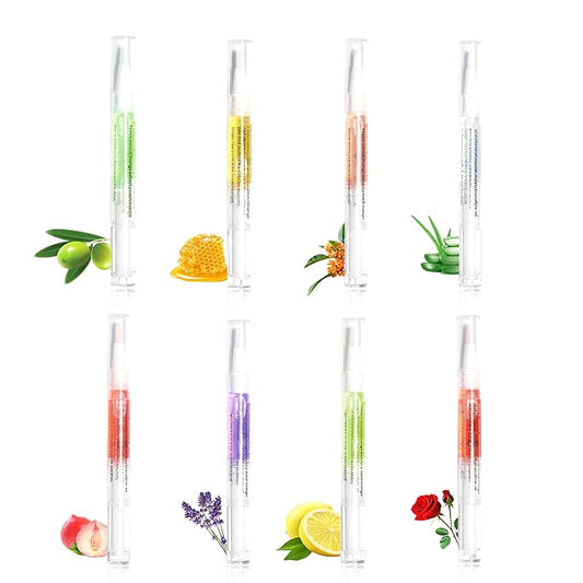 8pcs Cuticle Oil Pen for Nails Care,Nail Oil for Strength,Nourish Moisten Care to Reduce Nail Cracking and Dry for Weak peeling brittle and thin nails