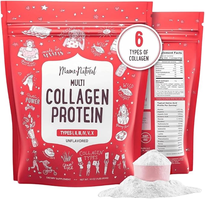 Multi Collagen Protein Powder Type I II III IV V X - Unflavored & Hydrolyzed 16Oz Pure Collagen Peptides Powder - Grass Fed Beef, Wild Fish Marine & USA Eggshell - Whole Body Collagen