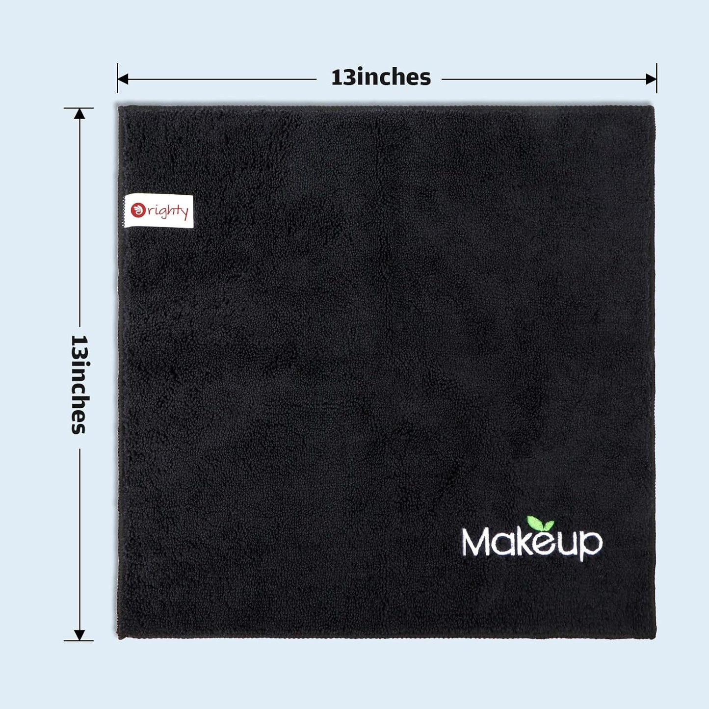 Orighty Makeup Remover Wash Cloths - Super Soft & Quick Dry Microfiber Face Towel, Absorbent Washcloths for Cleansing, Fingertip Face Towels for Makeup Removal, 13 x 13 inch, Pack of 12, Black