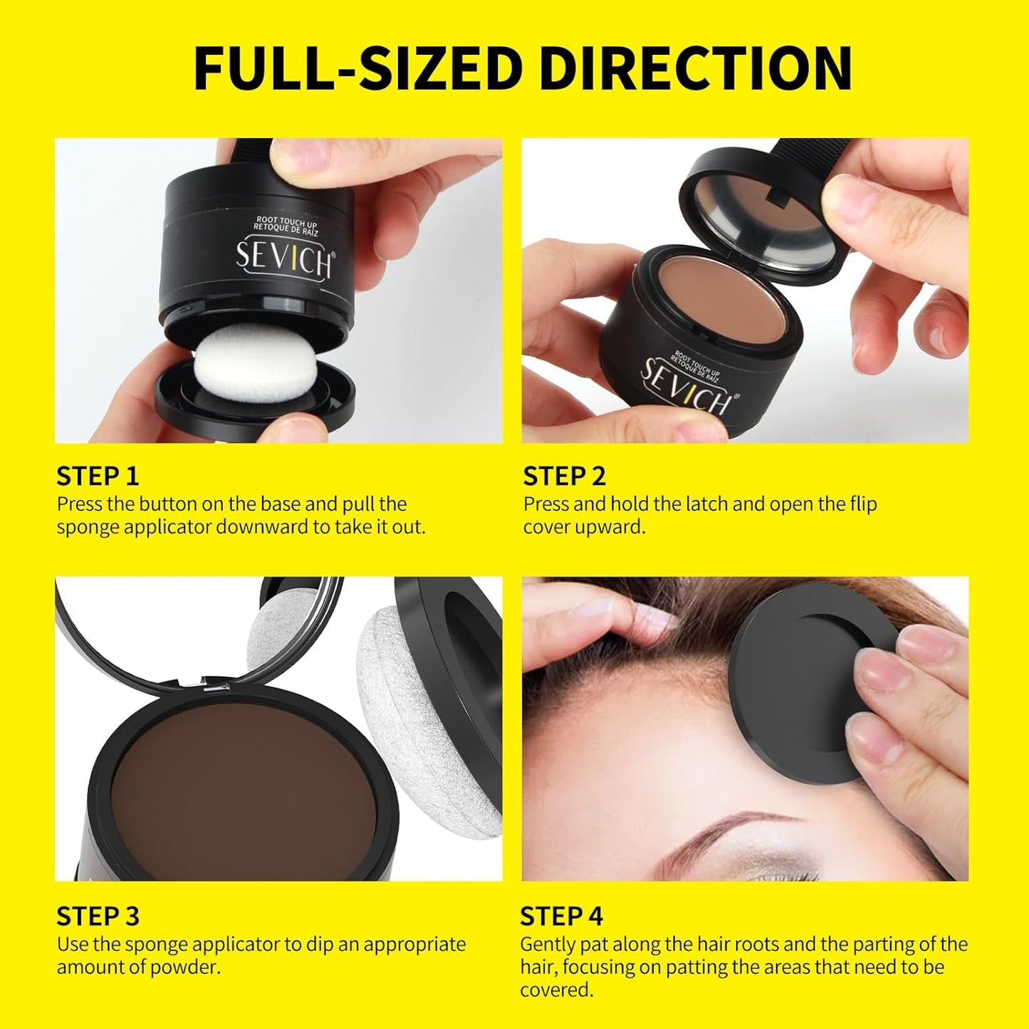 SEVICH Hairline Powder (Replaceable) With Brush & Root Touch-Up for Sparse Hairlines & Gray Coverage, Quick Hair Color Repair, Waterproof & Sweat-Proof, Travel-Friendly (Brown)